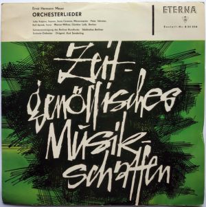 Peter Schreier / Kurt Sanderling / Günther Leib / Ernst Hermann Meyer / Jutta Vulpius / Sona Cervena / Rolf Apreck / Werner Mißner / Solistenvereinigung des Berliner Rundfunks / Städtisches Berliner Sinfonie-Orchester - Orchesterlieder (1963)