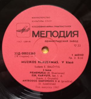 Various - Muzikos Klausymas. V Klasė (1987)