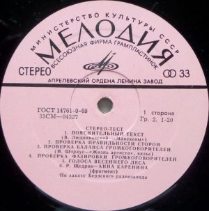 Various - Стерео-Тест / Музыкальные Фрагменты (1973)