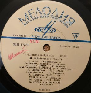 Various - Vidurinėms Mokykloms — 10 Kl. (1966)