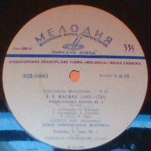 Various - Prancūziška Siuita Nr. 4 Es-Dur / Gerai Temperuotas Klavyras / Preliudas Ir Fuga Nr. 1 / Aidas / Pasakalija / Arija Iš Operos <<Kserksas>> / Choras Iš Oratorijos <<Samsonas>> / Nugalėtas Samsonas